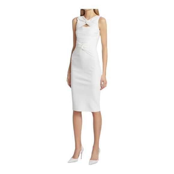 Chiara boni La Petite Robe Audrine White Ruched Cutout Bodycon Dress Size 12 NWT - Picture 4 of 10